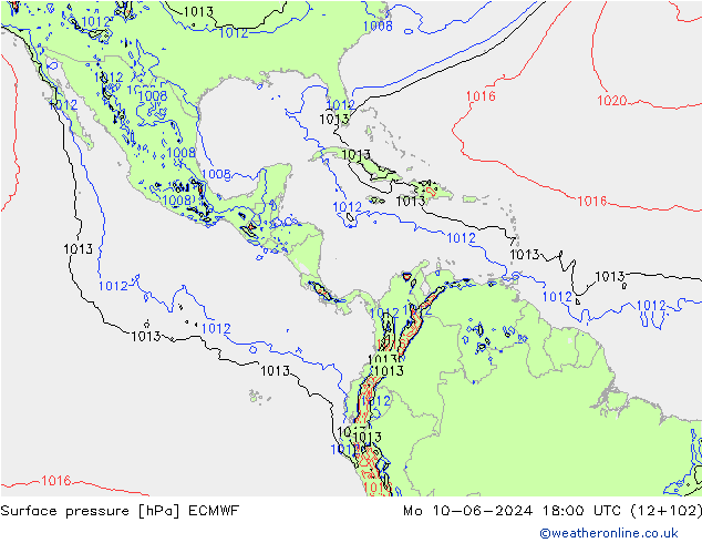 pression de l'air ECMWF lun 10.06.2024 18 UTC