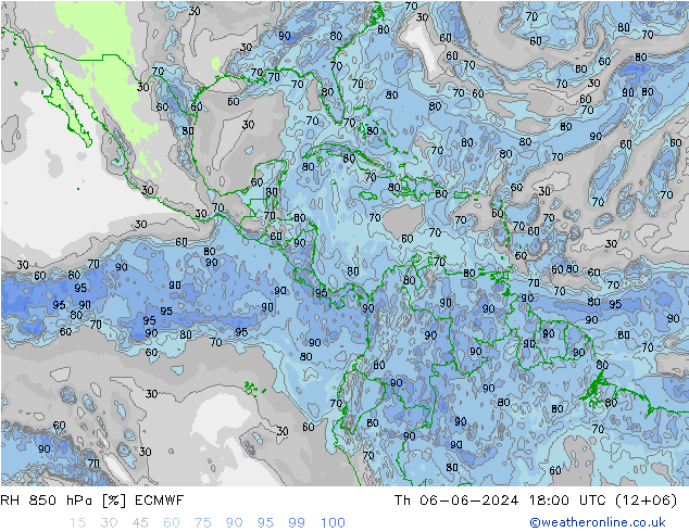 RH 850 hPa ECMWF  06.06.2024 18 UTC