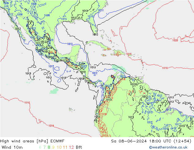 Windvelden ECMWF za 08.06.2024 18 UTC