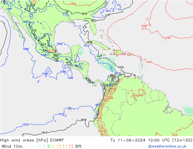 High wind areas ECMWF Tu 11.06.2024 12 UTC