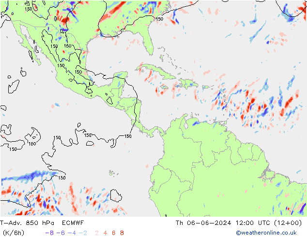 T-Adv. 850 hPa ECMWF Th 06.06.2024 12 UTC