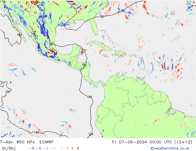 T-Adv. 850 hPa ECMWF vie 07.06.2024 00 UTC