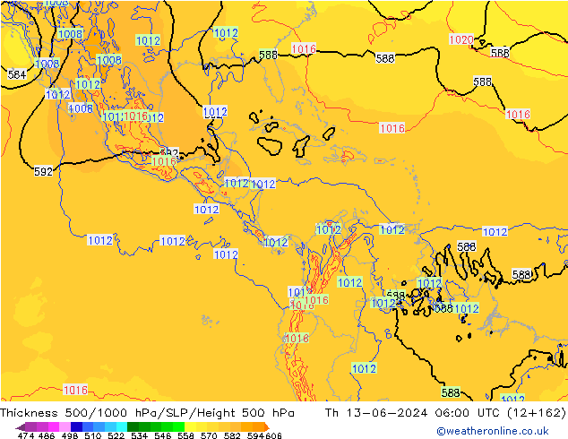 Thck 500-1000hPa ECMWF Th 13.06.2024 06 UTC