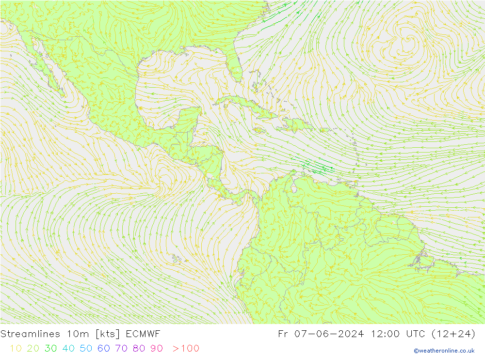 ветер 10m ECMWF пт 07.06.2024 12 UTC