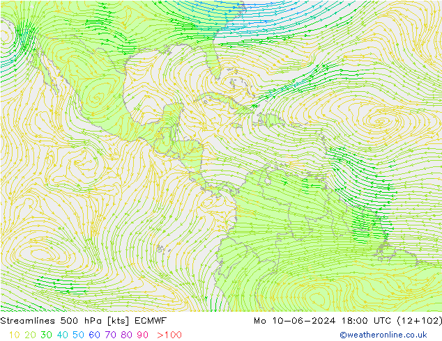 Stroomlijn 500 hPa ECMWF ma 10.06.2024 18 UTC