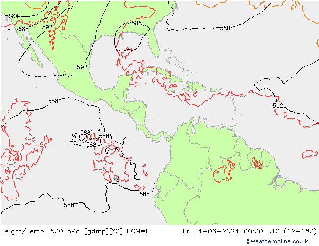 Z500/Rain (+SLP)/Z850 ECMWF пт 14.06.2024 00 UTC