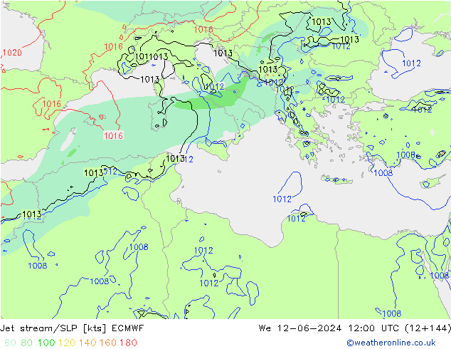 Polarjet/Bodendruck ECMWF Mi 12.06.2024 12 UTC