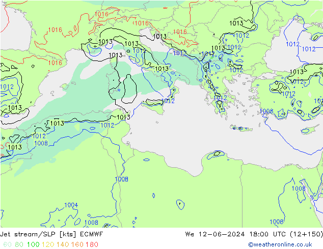 Prąd strumieniowy ECMWF śro. 12.06.2024 18 UTC