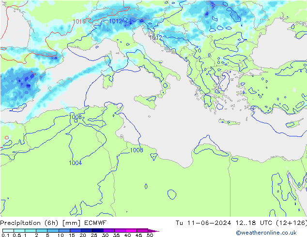 Z500/Rain (+SLP)/Z850 ECMWF Tu 11.06.2024 18 UTC