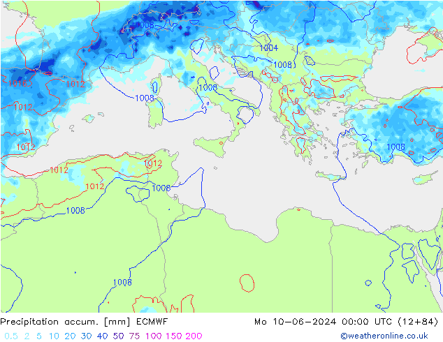 Precipitation accum. ECMWF  10.06.2024 00 UTC