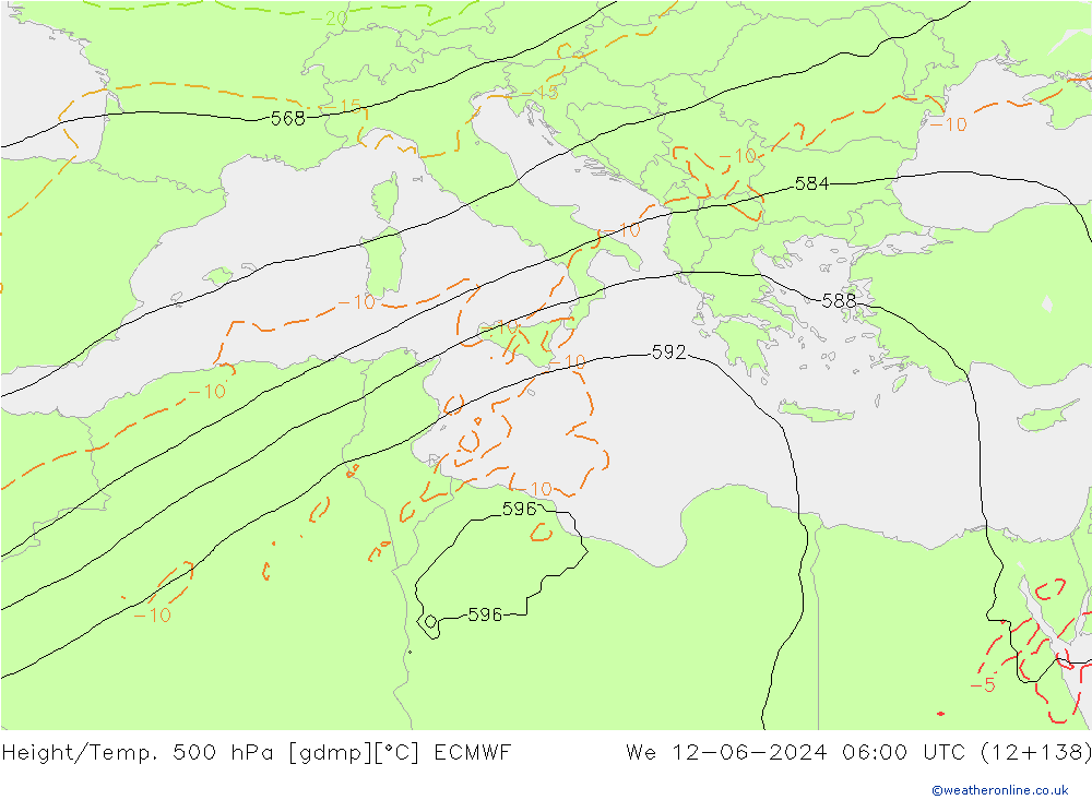 Z500/Rain (+SLP)/Z850 ECMWF mié 12.06.2024 06 UTC
