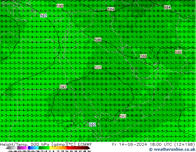 Z500/Rain (+SLP)/Z850 ECMWF ven 14.06.2024 18 UTC