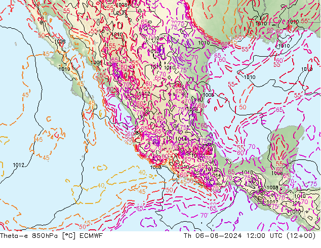 Theta-e 850hPa ECMWF Th 06.06.2024 12 UTC