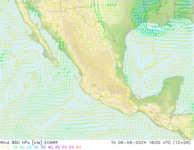 Wind 850 hPa ECMWF Th 06.06.2024 18 UTC