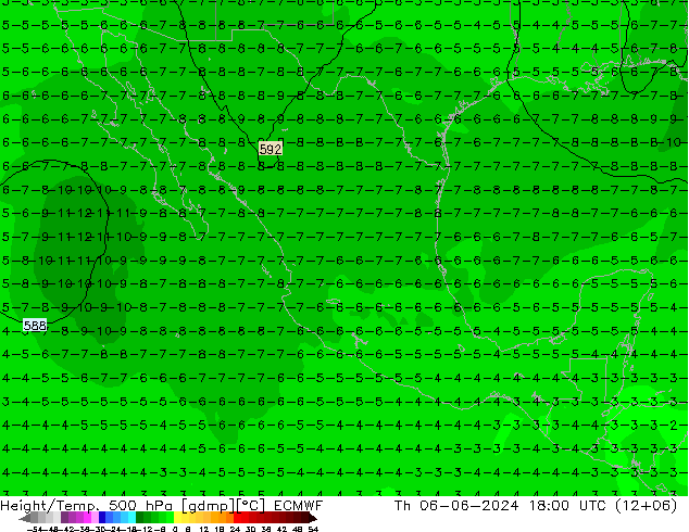 Z500/Rain (+SLP)/Z850 ECMWF Qui 06.06.2024 18 UTC