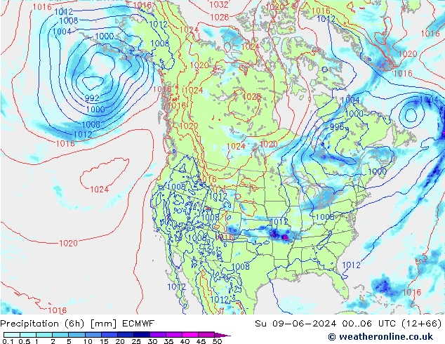 Z500/Rain (+SLP)/Z850 ECMWF dom 09.06.2024 06 UTC