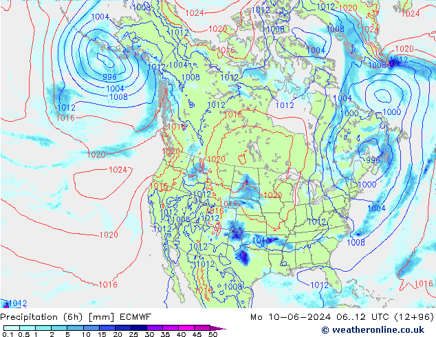 Z500/Rain (+SLP)/Z850 ECMWF Mo 10.06.2024 12 UTC