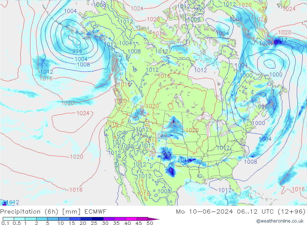 Z500/Yağmur (+YB)/Z850 ECMWF Pzt 10.06.2024 12 UTC