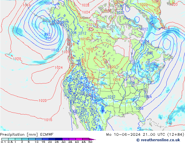 Precipitazione ECMWF lun 10.06.2024 00 UTC