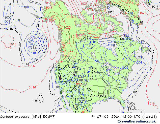 ciśnienie ECMWF pt. 07.06.2024 12 UTC