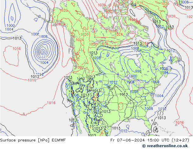 Bodendruck ECMWF Fr 07.06.2024 15 UTC