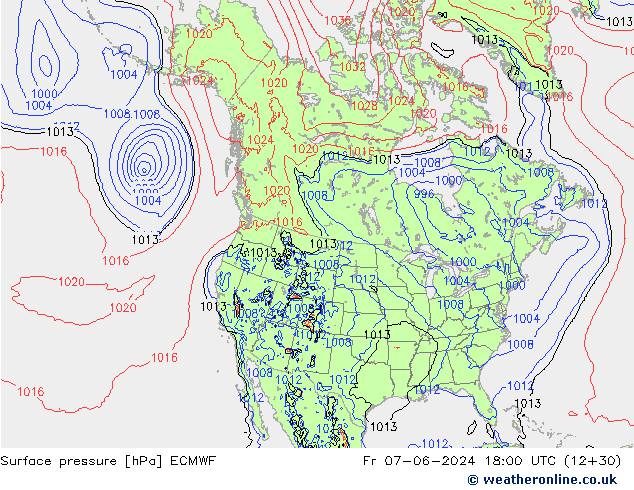 Luchtdruk (Grond) ECMWF vr 07.06.2024 18 UTC