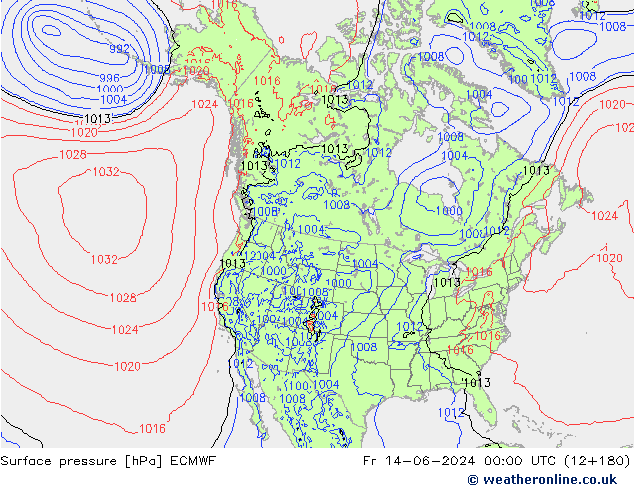 Luchtdruk (Grond) ECMWF vr 14.06.2024 00 UTC