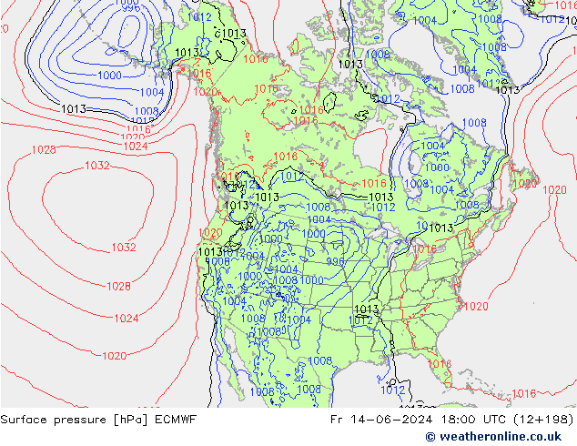 Surface pressure ECMWF Fr 14.06.2024 18 UTC