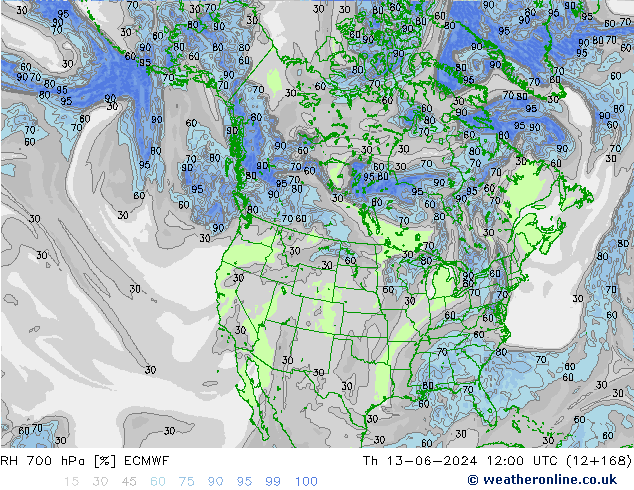 RV 700 hPa ECMWF do 13.06.2024 12 UTC