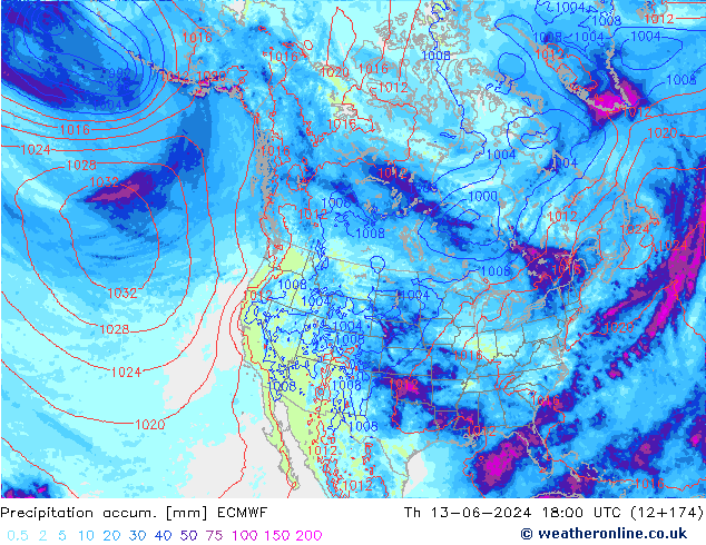 Precipitation accum. ECMWF  13.06.2024 18 UTC