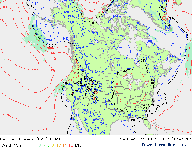 High wind areas ECMWF  11.06.2024 18 UTC