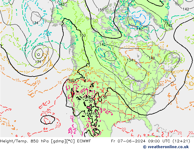 Height/Temp. 850 hPa ECMWF Fr 07.06.2024 09 UTC