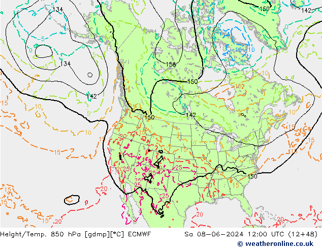 Z500/Regen(+SLP)/Z850 ECMWF za 08.06.2024 12 UTC