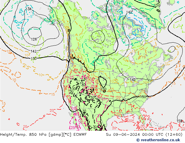 Z500/Rain (+SLP)/Z850 ECMWF Su 09.06.2024 00 UTC