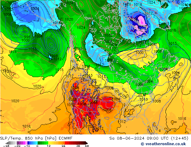 SLP/Temp. 850 hPa ECMWF sam 08.06.2024 09 UTC