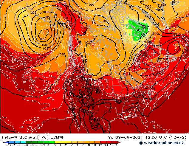 Theta-W 850hPa ECMWF Dom 09.06.2024 12 UTC