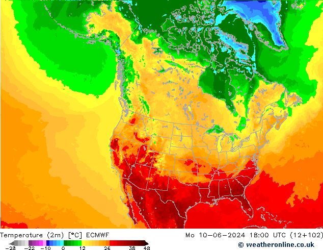 Temperature (2m) ECMWF Po 10.06.2024 18 UTC