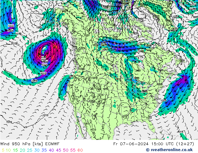 Wind 950 hPa ECMWF Fr 07.06.2024 15 UTC