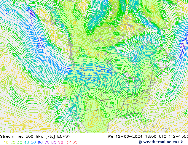 Rüzgar 500 hPa ECMWF Çar 12.06.2024 18 UTC