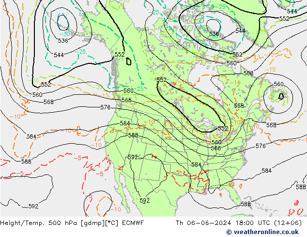 Z500/Rain (+SLP)/Z850 ECMWF gio 06.06.2024 18 UTC