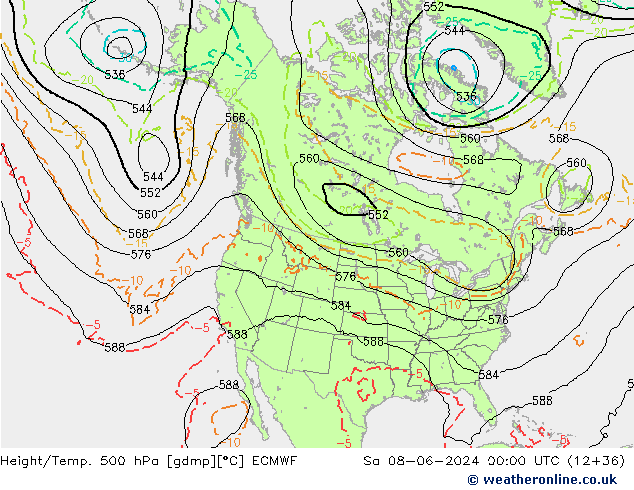 Z500/Yağmur (+YB)/Z850 ECMWF Cts 08.06.2024 00 UTC