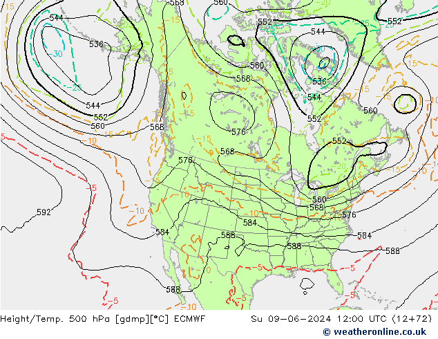 Height/Temp. 500 hPa ECMWF  09.06.2024 12 UTC