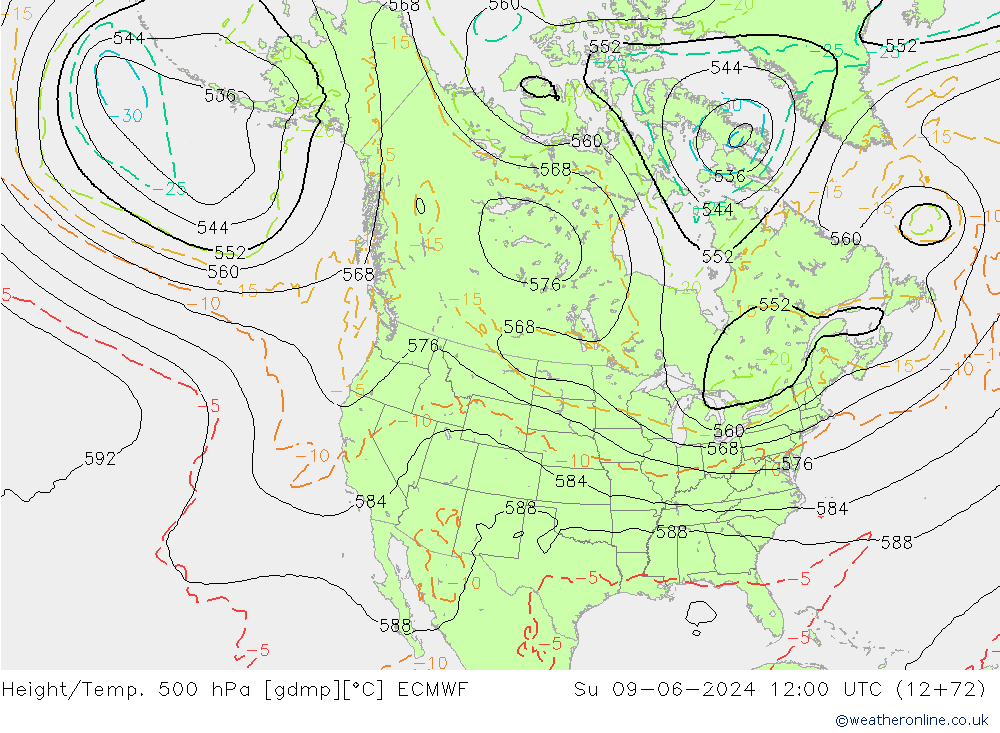 Height/Temp. 500 hPa ECMWF  09.06.2024 12 UTC