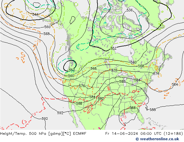 Z500/Rain (+SLP)/Z850 ECMWF ven 14.06.2024 06 UTC