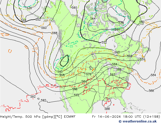 Z500/Rain (+SLP)/Z850 ECMWF ven 14.06.2024 18 UTC