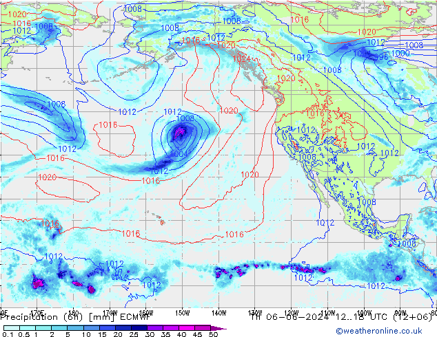 Z500/Rain (+SLP)/Z850 ECMWF gio 06.06.2024 18 UTC