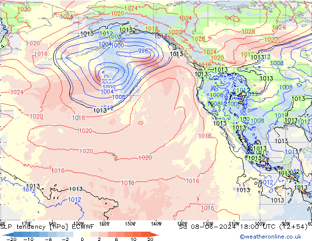 тенденция давления ECMWF сб 08.06.2024 18 UTC