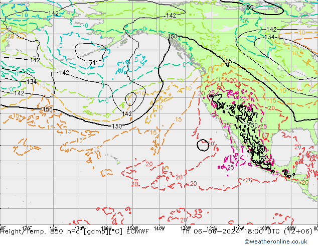 Z500/Rain (+SLP)/Z850 ECMWF gio 06.06.2024 18 UTC