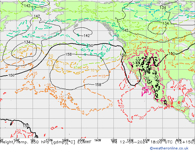 Z500/Yağmur (+YB)/Z850 ECMWF Çar 12.06.2024 18 UTC