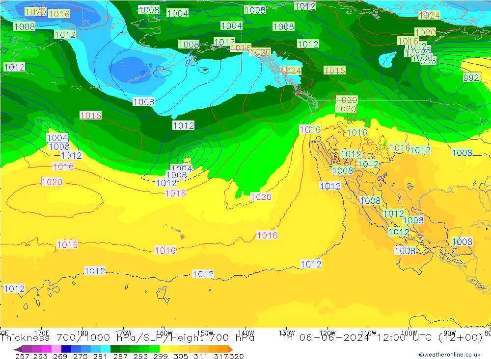 Dikte700-1000 hPa ECMWF do 06.06.2024 12 UTC